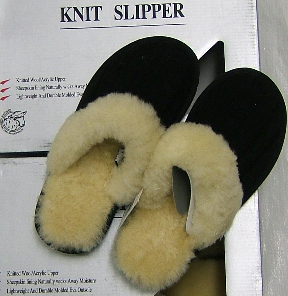 Kirkland Signature Sheepskin Knit Slippers - Black New! | eBay